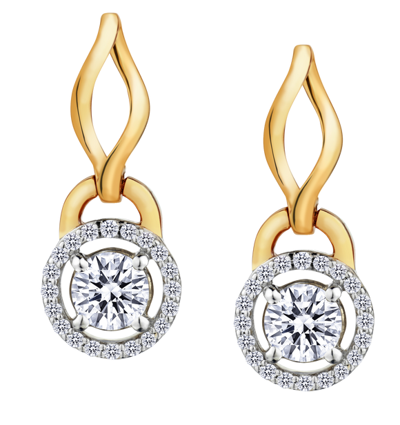.93 Carat of Lab Grown Diamonds Halo Drop Earrings, 10kt Yellow Gold.....................NOW