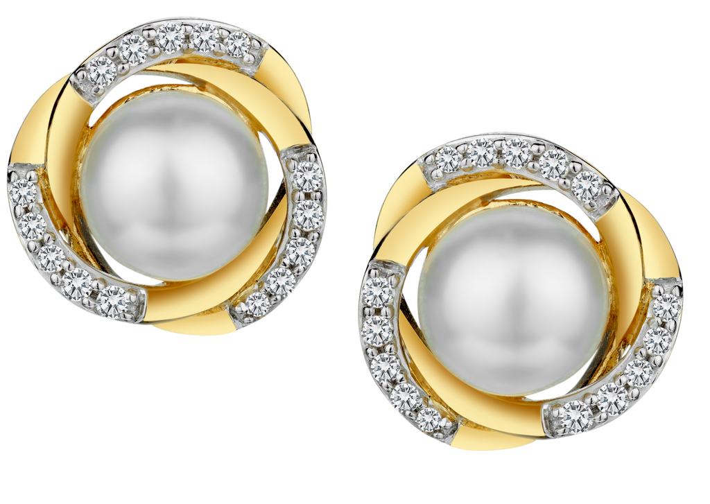 .13 Carat of Diamonds & Genuine Pearl Earrings, 10kt Yellow Gold.....................NOW