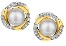 .13 Carat of Diamonds & Genuine Pearl Earrings, 10kt Yellow Gold.....................NOW