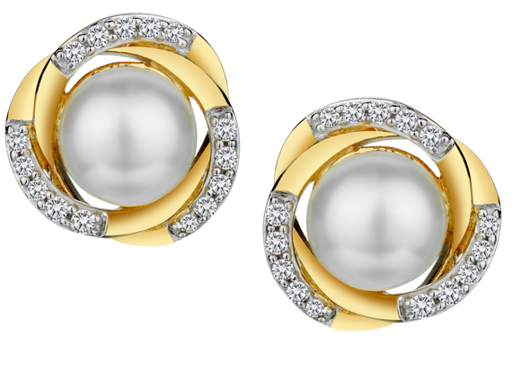 .13 Carat of Diamonds & Genuine Pearl Earrings, 10kt Yellow Gold.....................NOW
