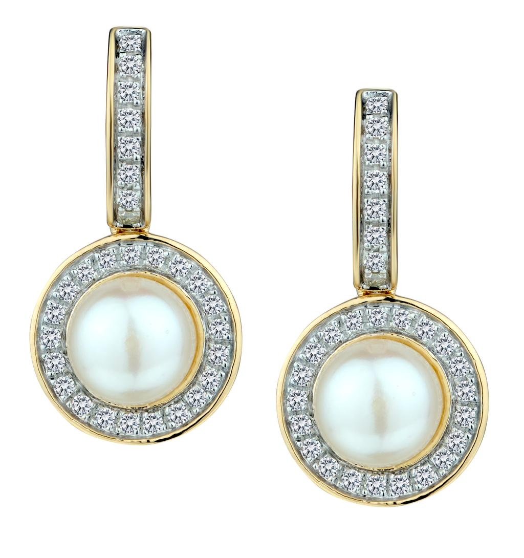 25 Carat of Diamonds & Pearl Drop Stud Earrings
