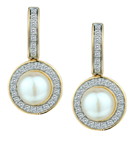 .25 Carat of Diamonds & Pearl Drop Stud Earrings, 10kt Yellow Gold.....................NOW