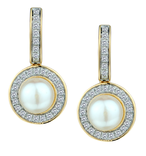 .25 Carat of Diamonds & Pearl Drop Stud Earrings, 10kt Yellow Gold.....................NOW
