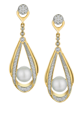 .25 Carat of Diamonds & Pearl Drop Stud Earrings, 10kt Yellow Gold.....................NOW