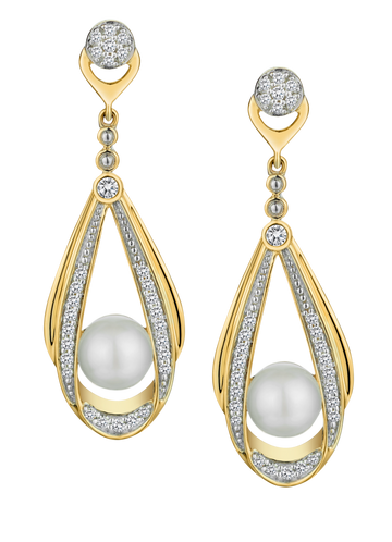 .25 Carat of Diamonds & Pearl Drop Stud Earrings, 10kt Yellow Gold.....................NOW