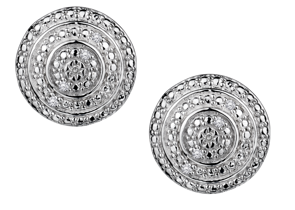 .05 Carat of Diamonds Halo Stud Earrings, Silver.....................NOW