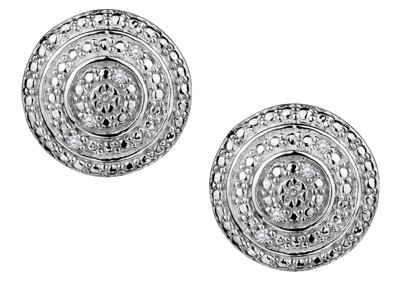 .05 Carat of Diamonds Halo Stud Earrings, Silver.....................NOW