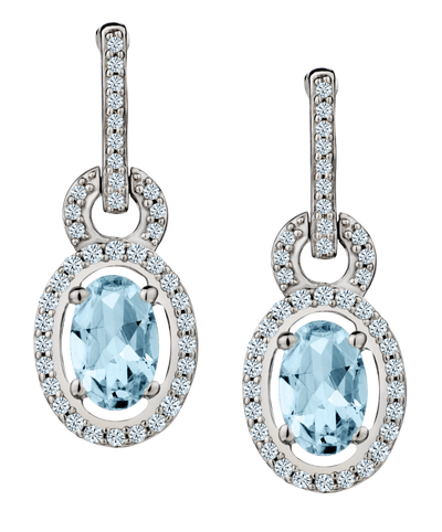 Aquamarine and .21 Carat of Diamonds Halo Drop Earrings, Silver.....................NOW