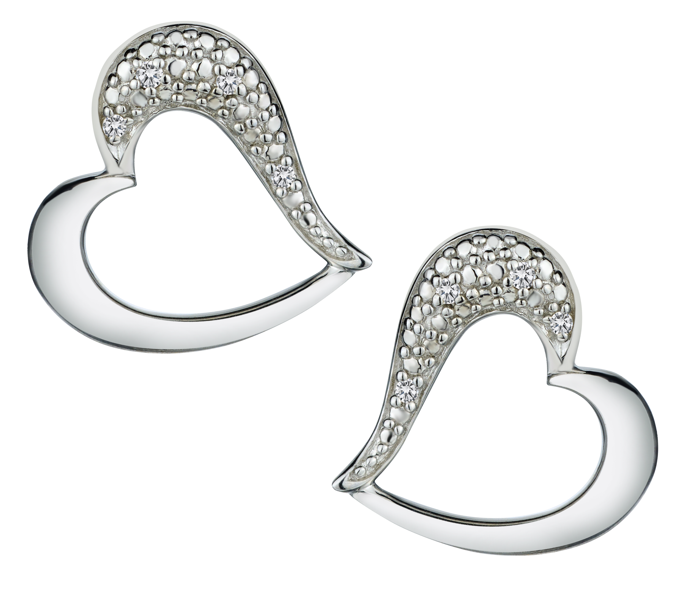 .018 Carat of Diamonds Heart Earrings, Silver.....................NOW