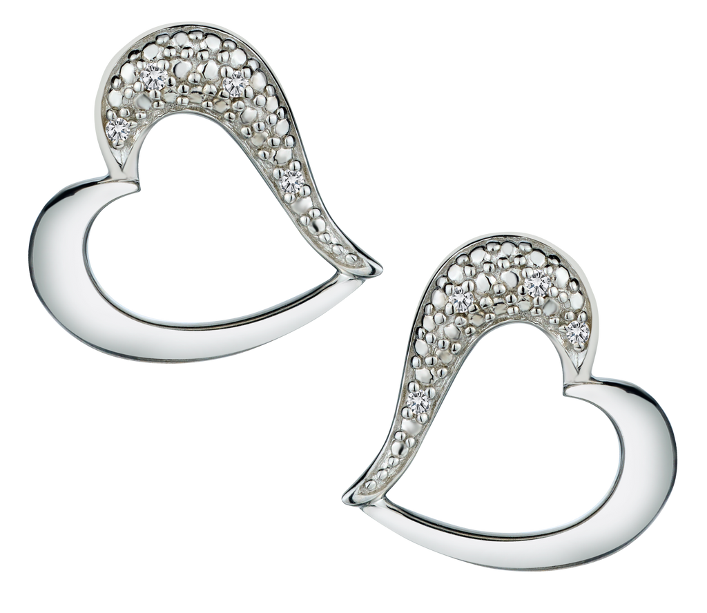 .018 Carat of Diamonds Heart Earrings, Silver.....................NOW