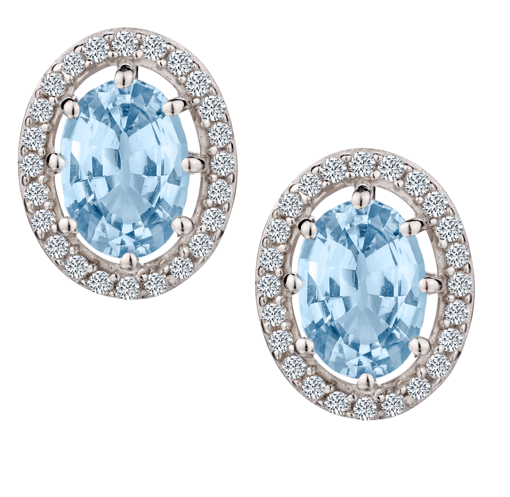 Genuine Aquamarine & Zircon Earrings, Silver.....................NOW