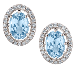 Genuine Aquamarine & Zircon Earrings, Silver.....................NOW