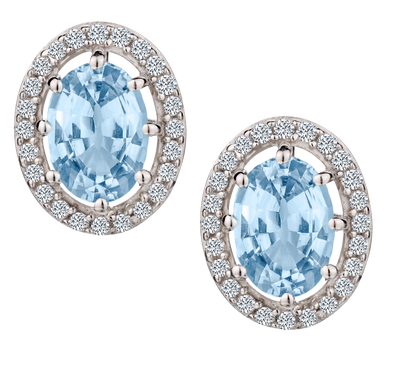Genuine Aquamarine & Zircon Earrings, Silver.....................NOW