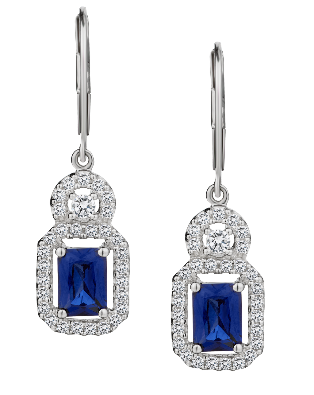 Created Blue & White Sapphire Earrings, Silver.....................NOW