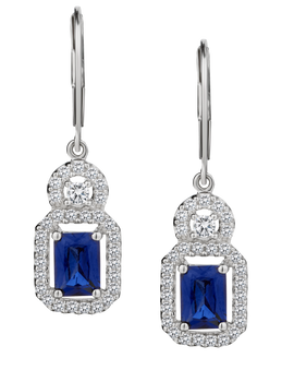 Created Blue & White Sapphire Earrings, Silver.....................NOW