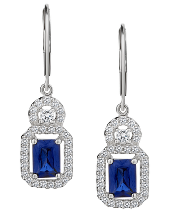 Created Blue & White Sapphire Earrings, Silver.....................NOW - Griffin Jewellery Designs