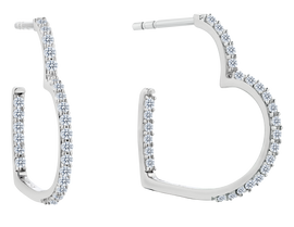 Created White Sapphire "Heart In-Out" Earrings, Silver.....................NOW