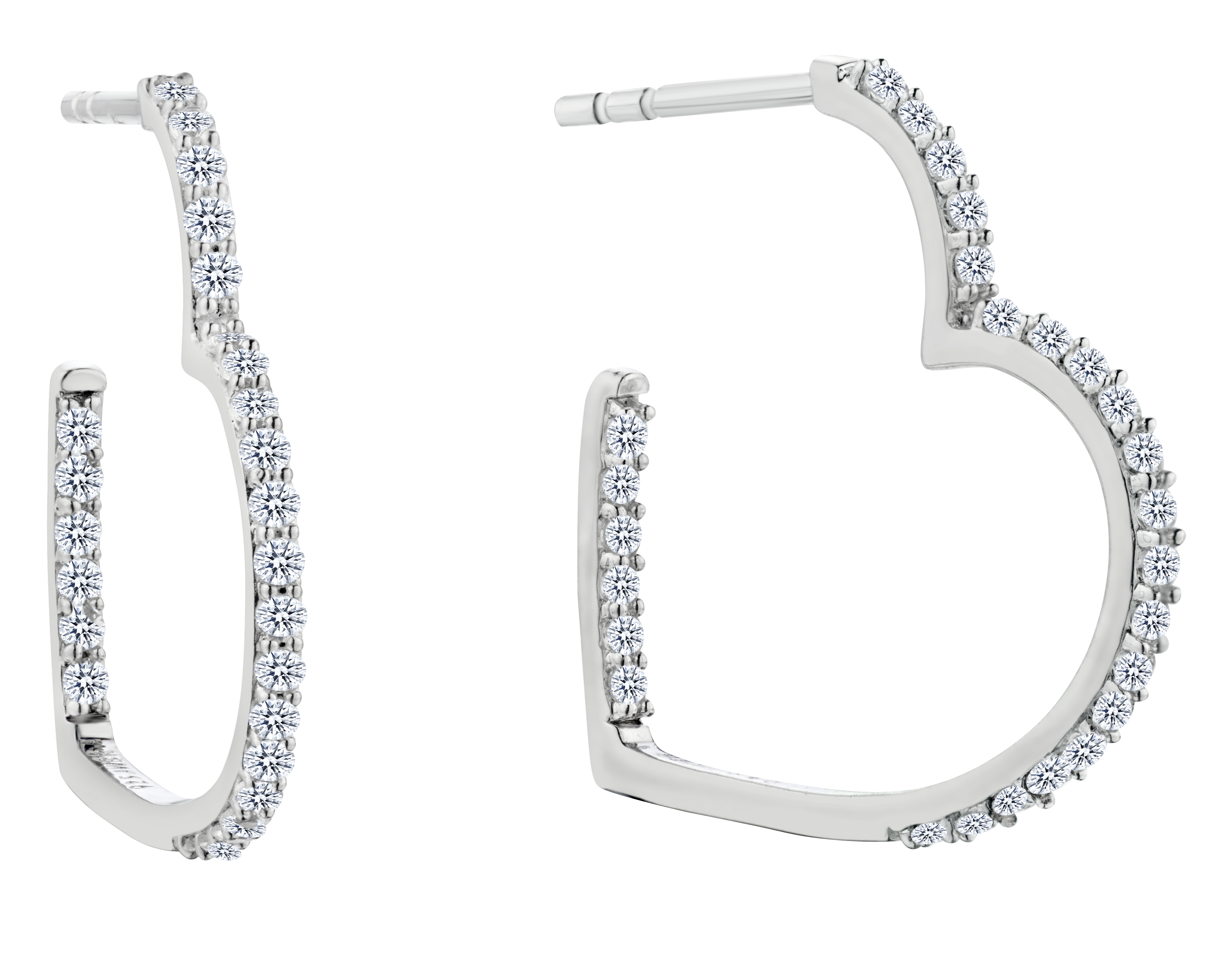 Created White Sapphire "Heart In-Out" Earrings, Silver.....................NOW