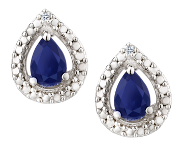 Genuine Blue Sapphire & Diamonds Stud Halo Earrings, Silver.....................NOW