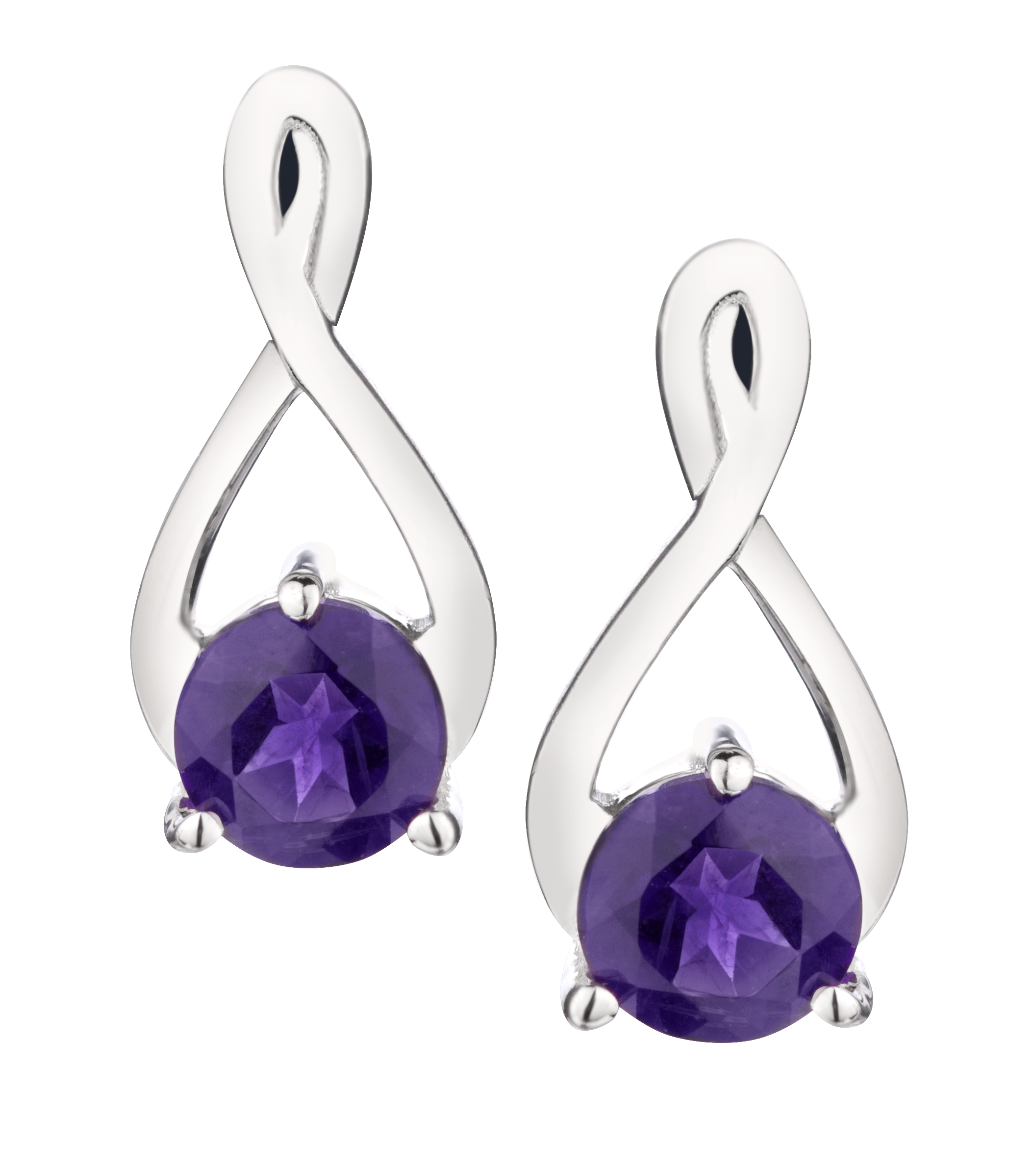 .80 Carat of Genuine Amethyst "Infinity" Earrings, Silver.....................NOW