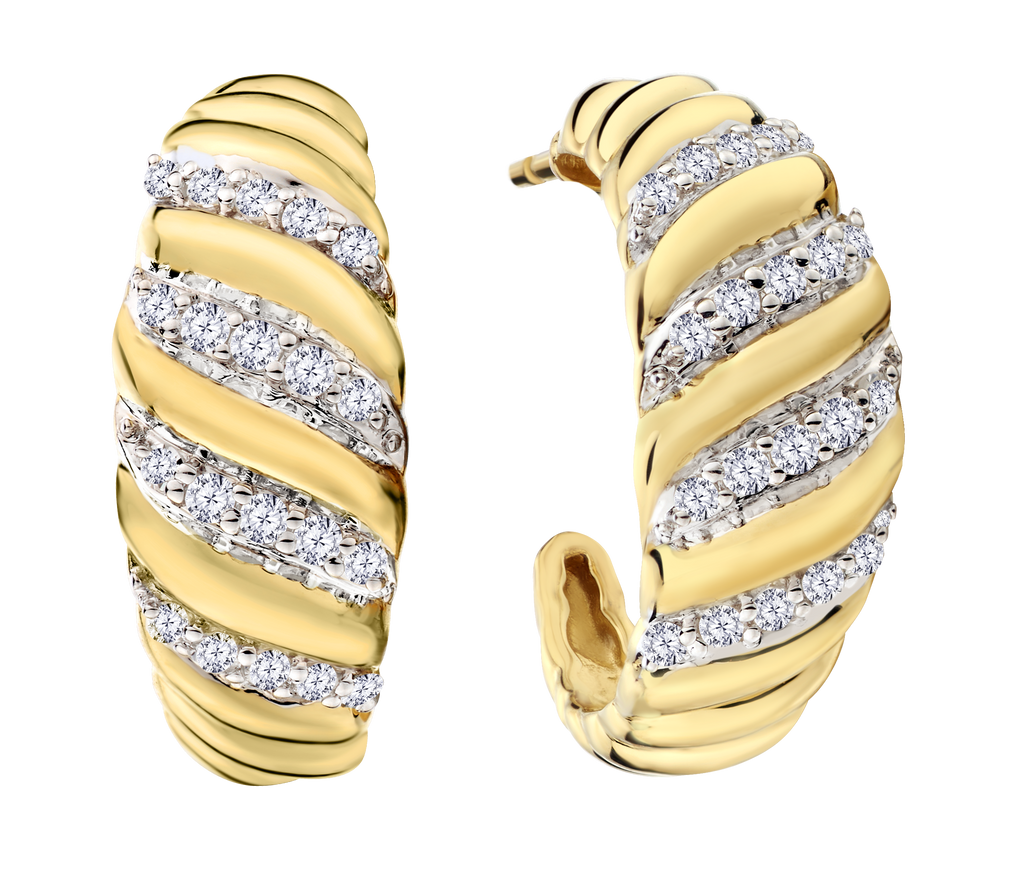 .26 Carat of Lab Grown Diamonds Hoop Earrings, Gold Plated.....................NOW