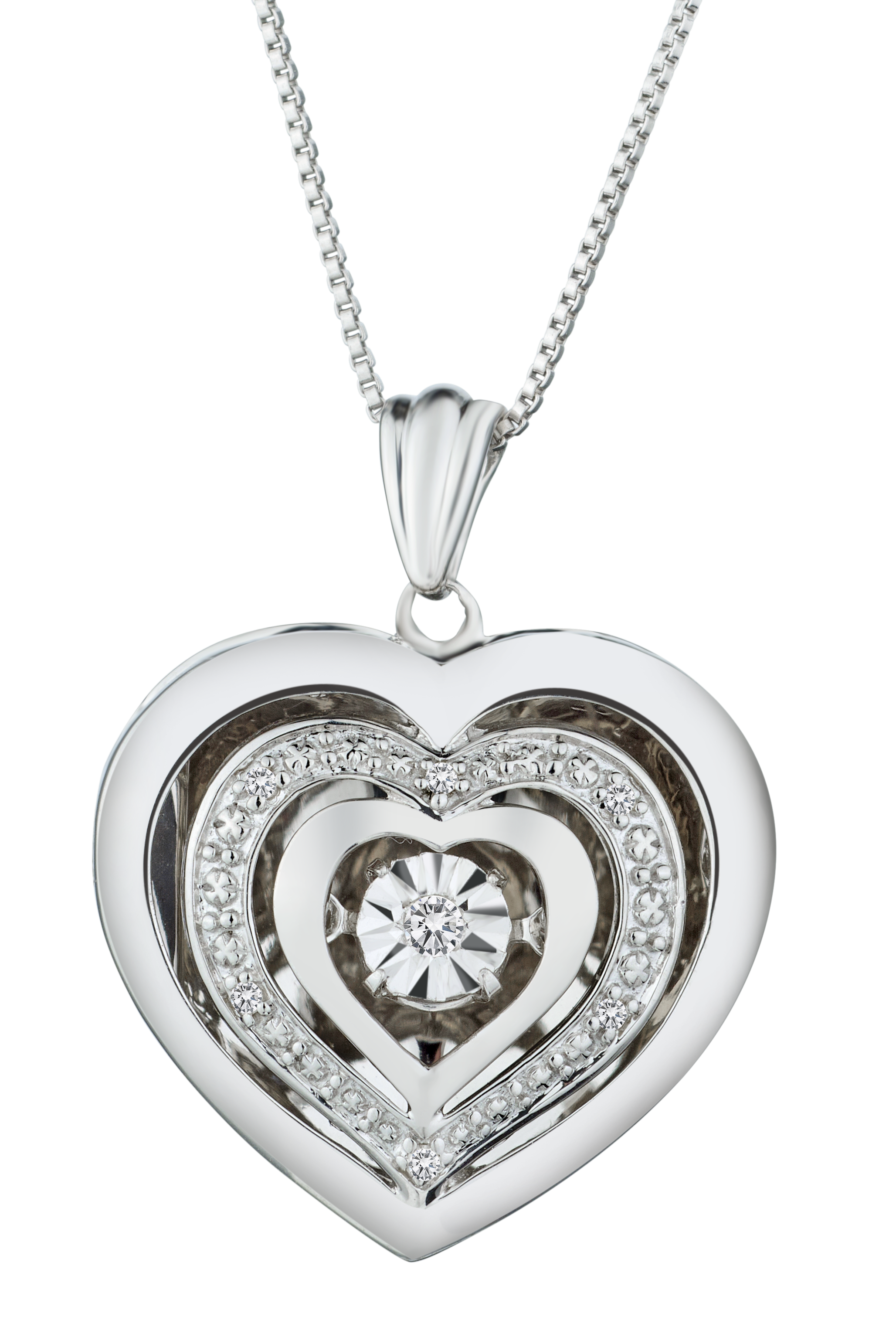 Locket Motion .05 Carat of Diamond Shimmer Heart Motion Locket, Silver ...