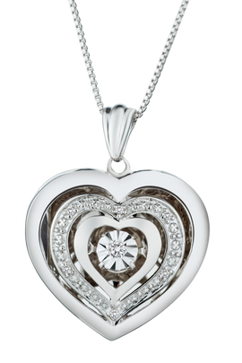 .05 Carat of Diamond Shimmer Heart Motion Locket, Silver.....................NOW
