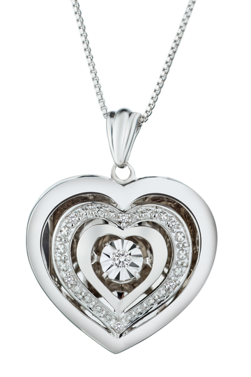 .05 Carat of Diamond Shimmer Heart Motion Locket, Silver.....................NOW - Griffin Jewellery Designs