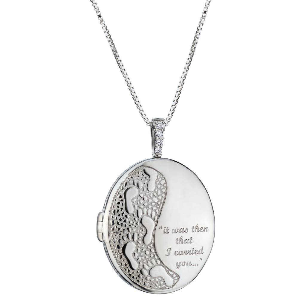 .03 Carat Of Lab Grown Diamonds "Footprints" Locket, Silver.....................NOW