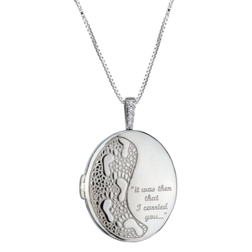 .03 Carat Of Lab Grown Diamonds "Footprints" Locket, Silver.....................NOW