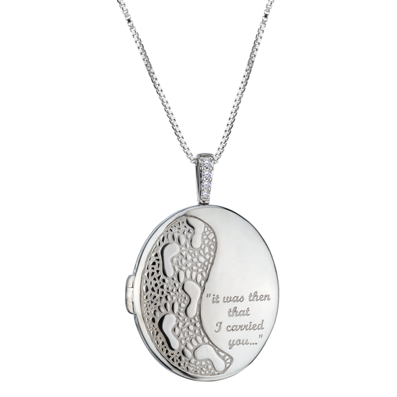 .03 Carat Of Lab Grown Diamonds "Footprints" Locket, Silver.....................NOW