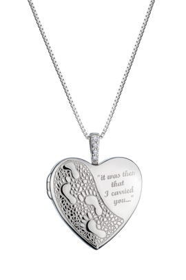 .02 Carat Of Lab Grown Diamonds "Footprints" Heart Locket, Silver.....................NOW