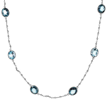 32.0 TW Genuine Swiss Blue & White Topaz Necklace, Sterling Silver. Necklaces and Pendants. Griffin Jewellery Designs. 