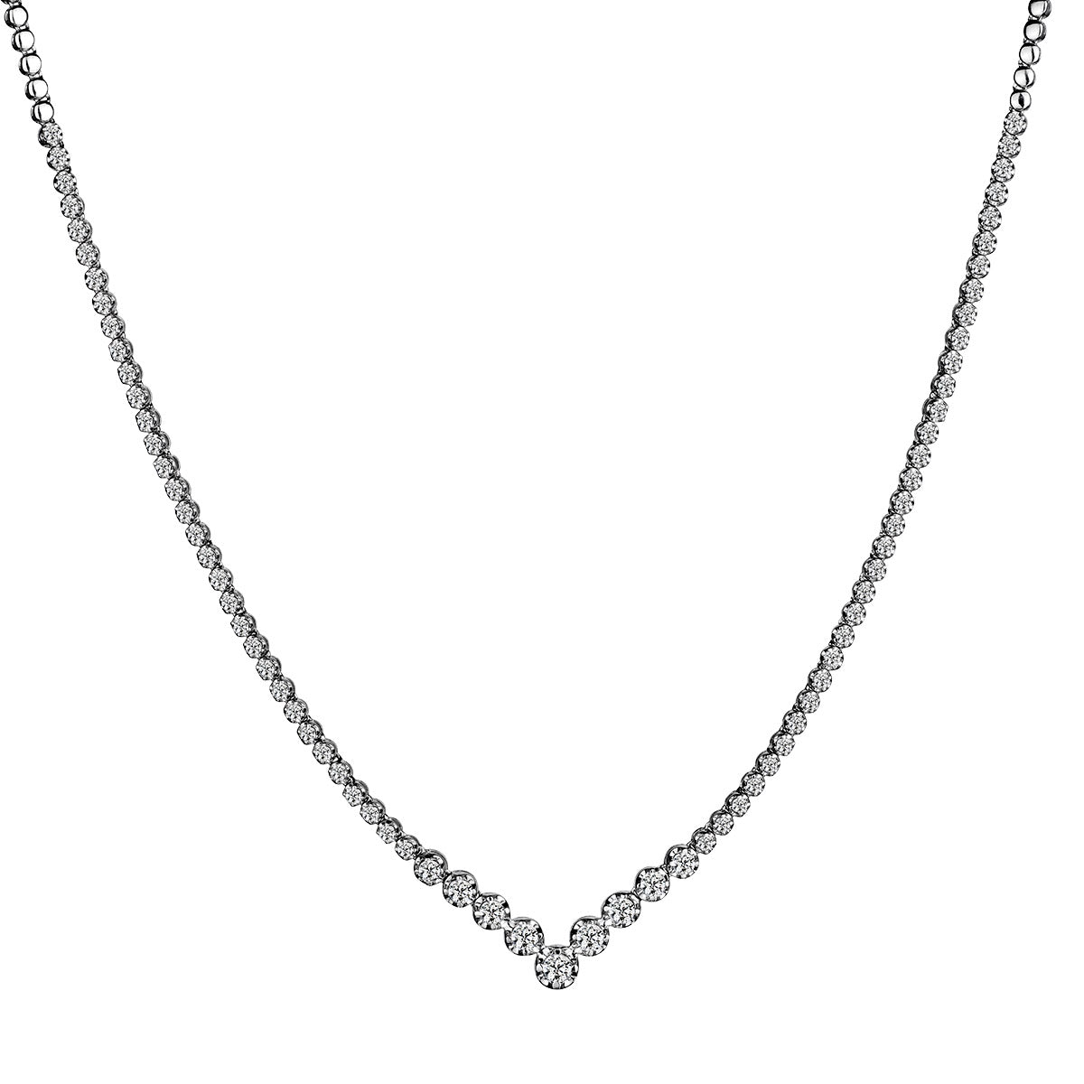 3.00 Carat Diamond Necklace.  10kt White Gold tennis style necklace, set with 75 Round Brilliant cut diamonds in prong settings. Necklaces and Pendants. Griffin Jewellery Designs. 