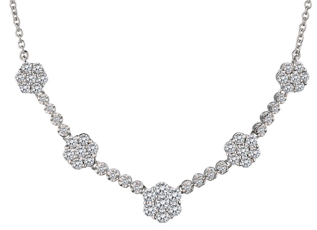 1.00 Carat of Diamonds Flower Necklace, 14kt White Gold.....................NOW