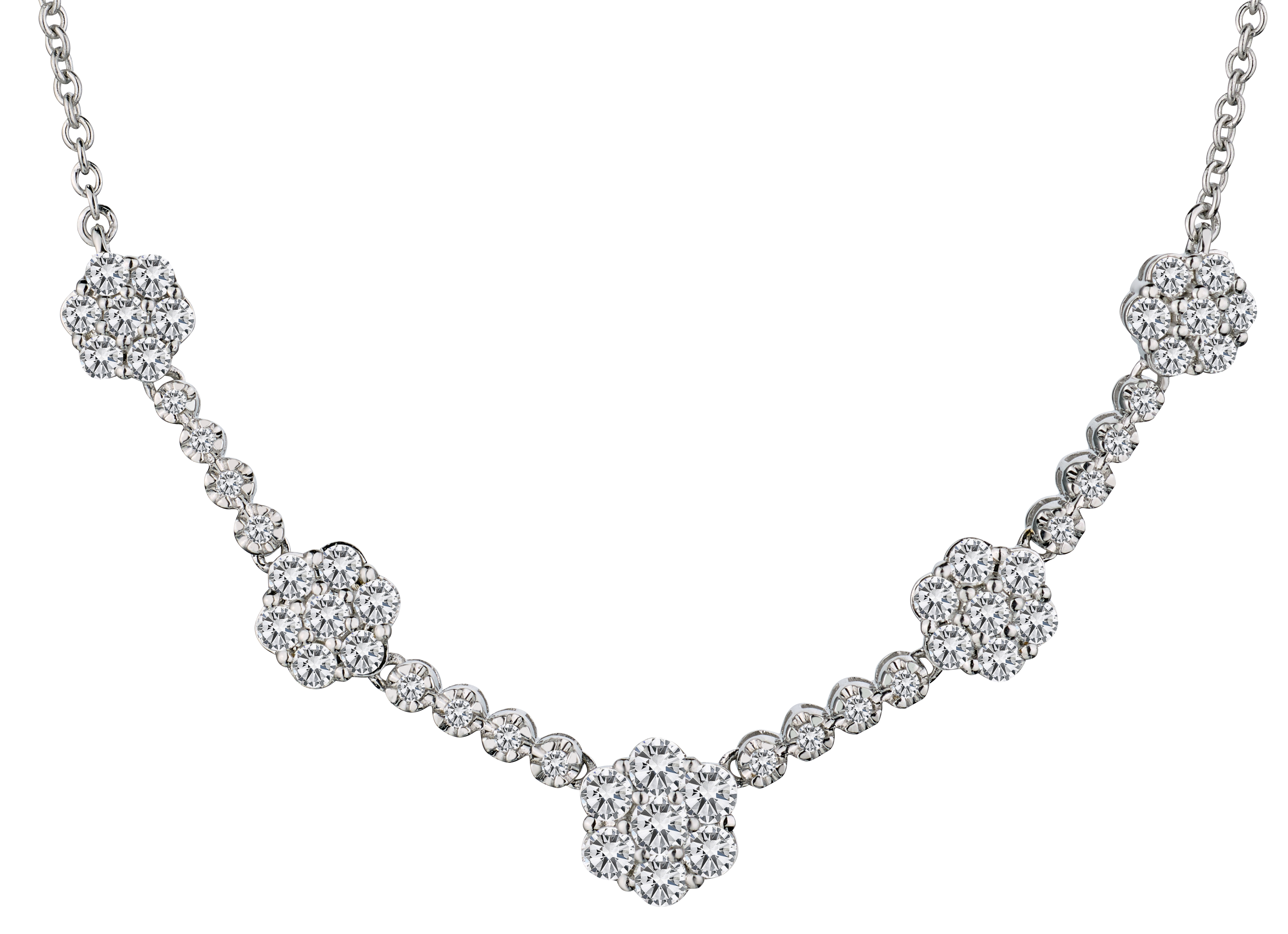 1.00 Carat of Diamonds Flower Necklace, 14kt White Gold.....................NOW