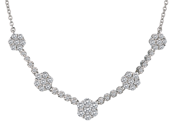 1.00 Carat of Diamonds Flower Necklace, 14kt White Gold.....................NOW