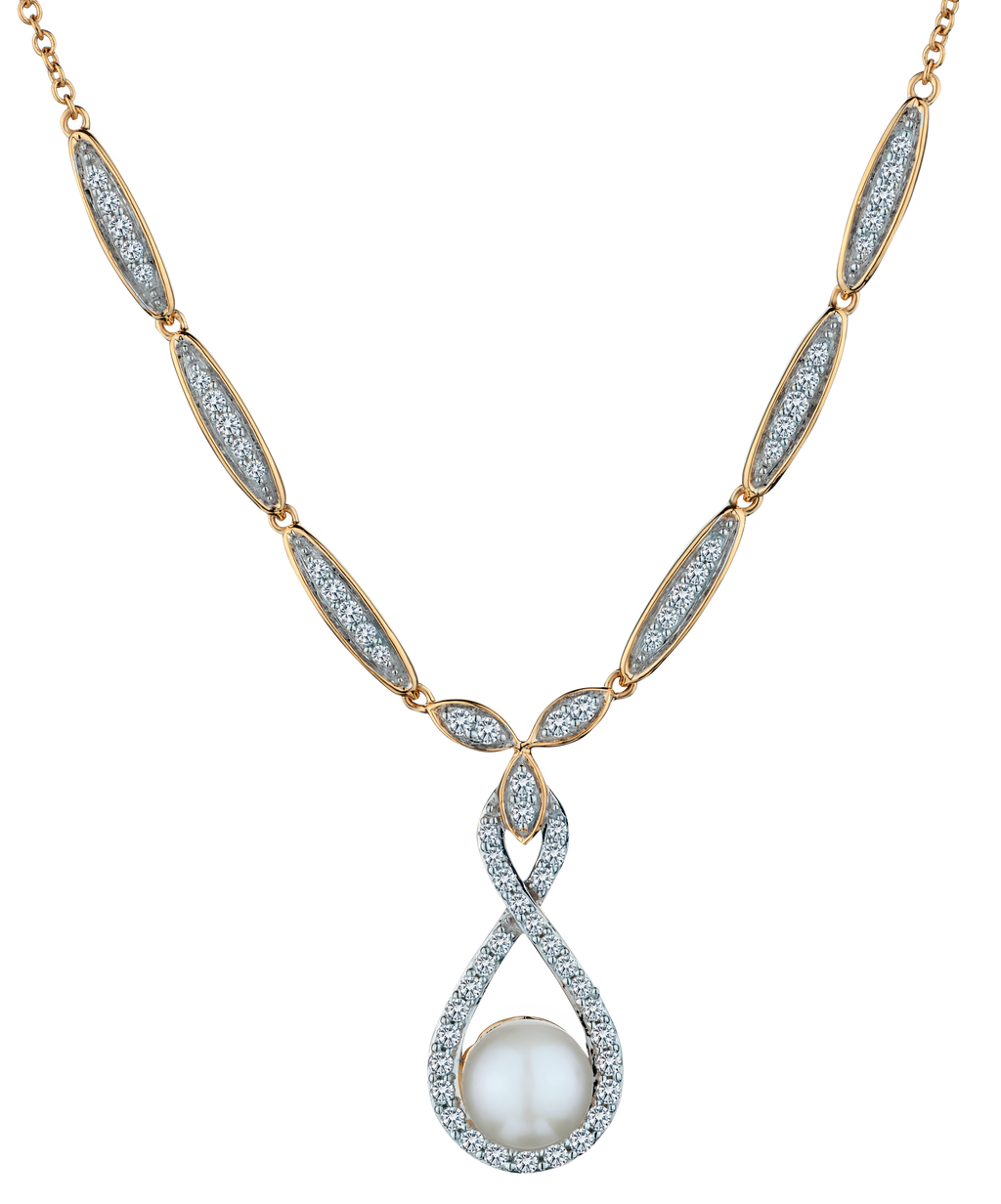 .50 Carat of Diamonds & Pearl Necklace, 14k Yellow Gold.....................NOW