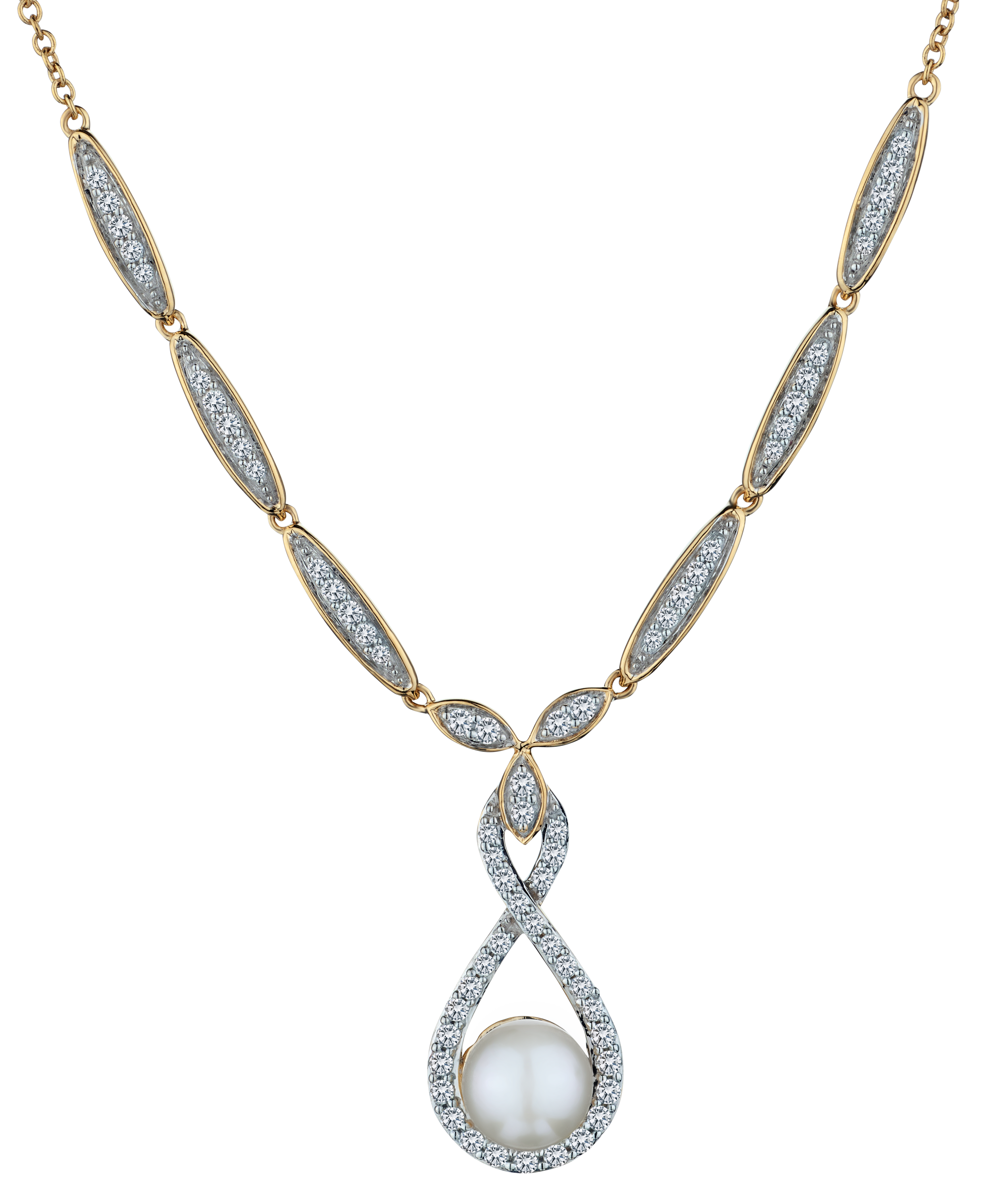 .50 Carat of Diamonds & Pearl Necklace, 14k Yellow Gold.....................NOW