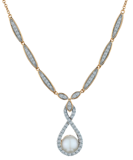 .50 Carat of Diamonds & Pearl Necklace, 14k Yellow Gold.....................NOW