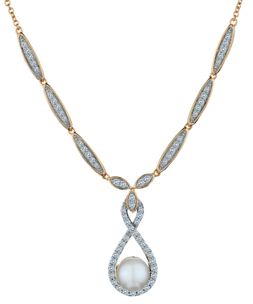 .50 Carat of Diamonds & Pearl Necklace, 14k Yellow Gold.....................NOW