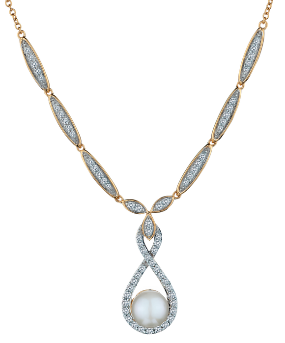 .50 Carat of Diamonds & Pearl Necklace, 14k Yellow Gold.....................NOW