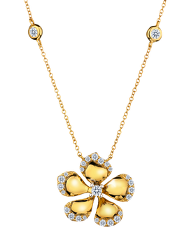.50 Carat of Diamonds "Flower" Necklace, 14kt Yellow Gold.....................NOW