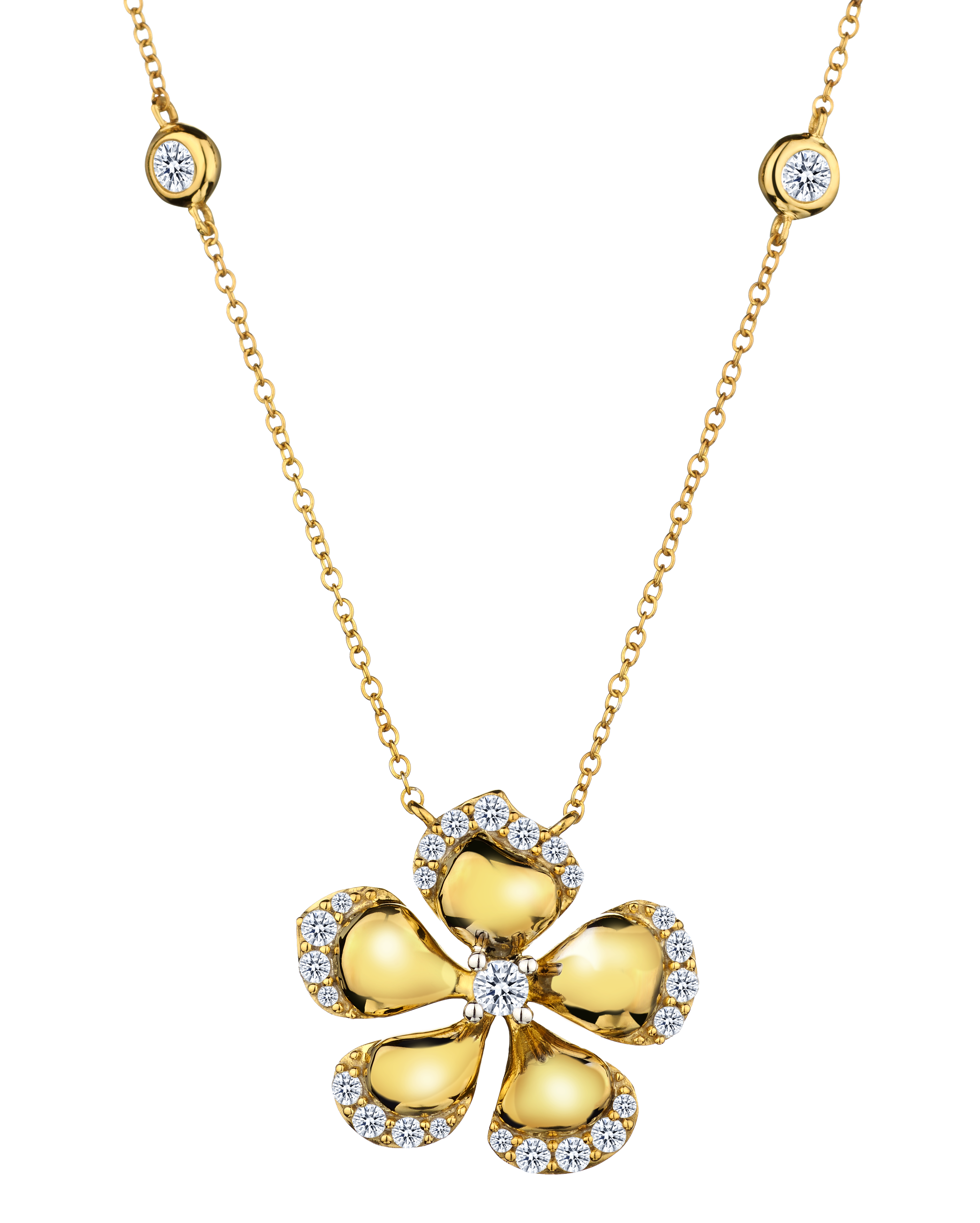 .50 Carat of Diamonds "Flower" Necklace, 14kt Yellow Gold.....................NOW