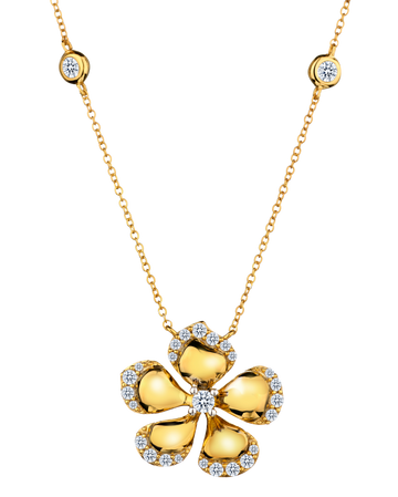 .50 Carat of Diamonds "Flower" Necklace, 14kt Yellow Gold.....................NOW