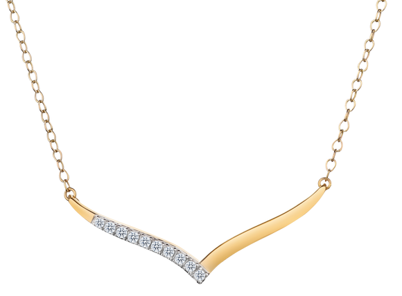 .10 Carat of Diamonds "V" Necklace, 10kt Two Tone.....................NOW