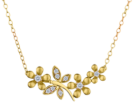 .15 Carat of Diamonds "Flower & Dragonfly" Necklace, 10kt Two Tone.....................NOW