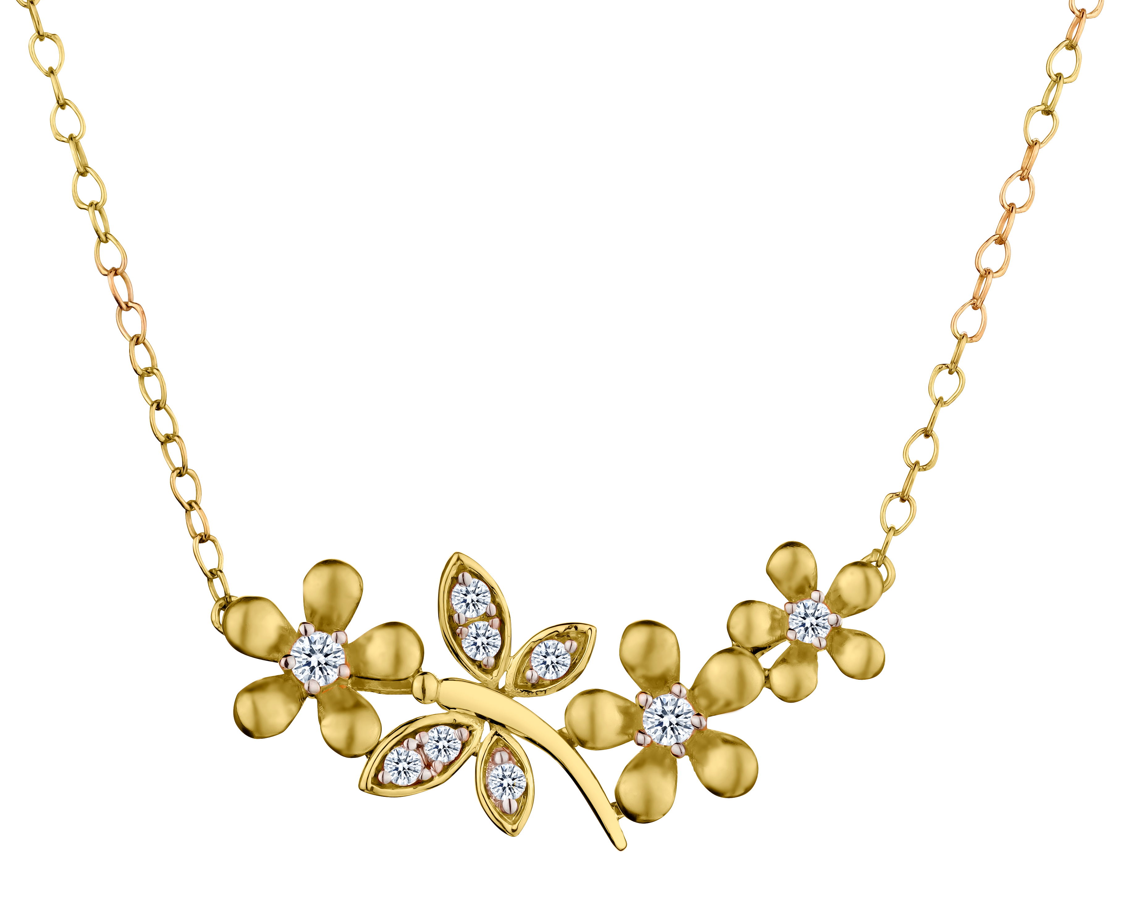 .15 Carat of Diamonds "Flower & Dragonfly" Necklace, 10kt Two Tone.....................NOW