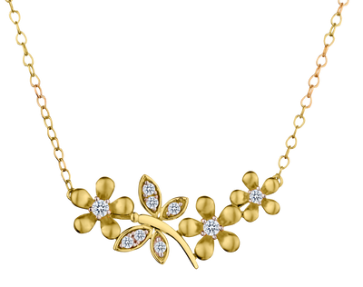 .15 Carat of Diamonds "Flower & Dragonfly" Necklace, 10kt Two Tone.....................NOW