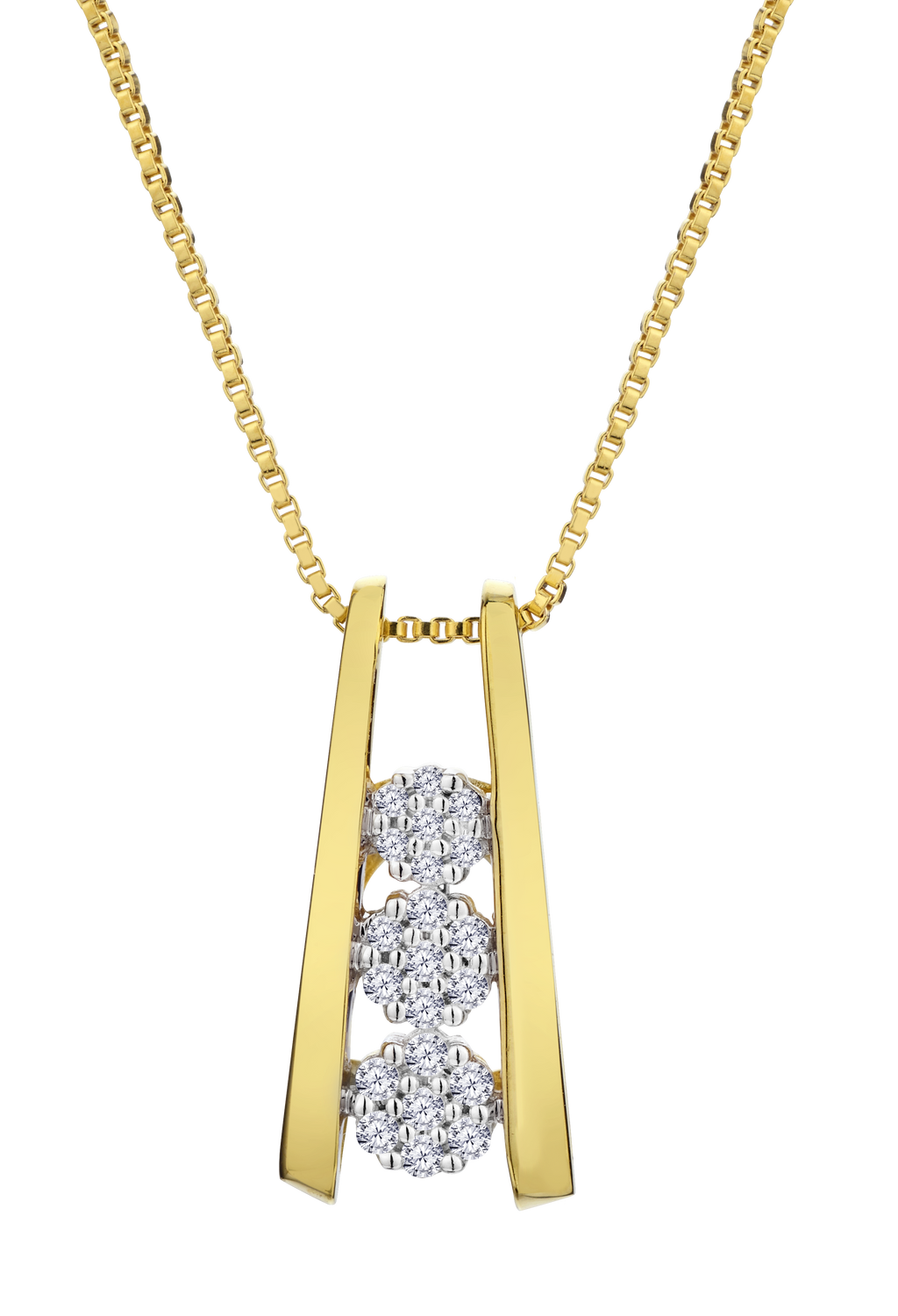.10 Carat of Lab Grown Diamonds "Past, Present, Future" Pendant, Gold Plated.....................NOW